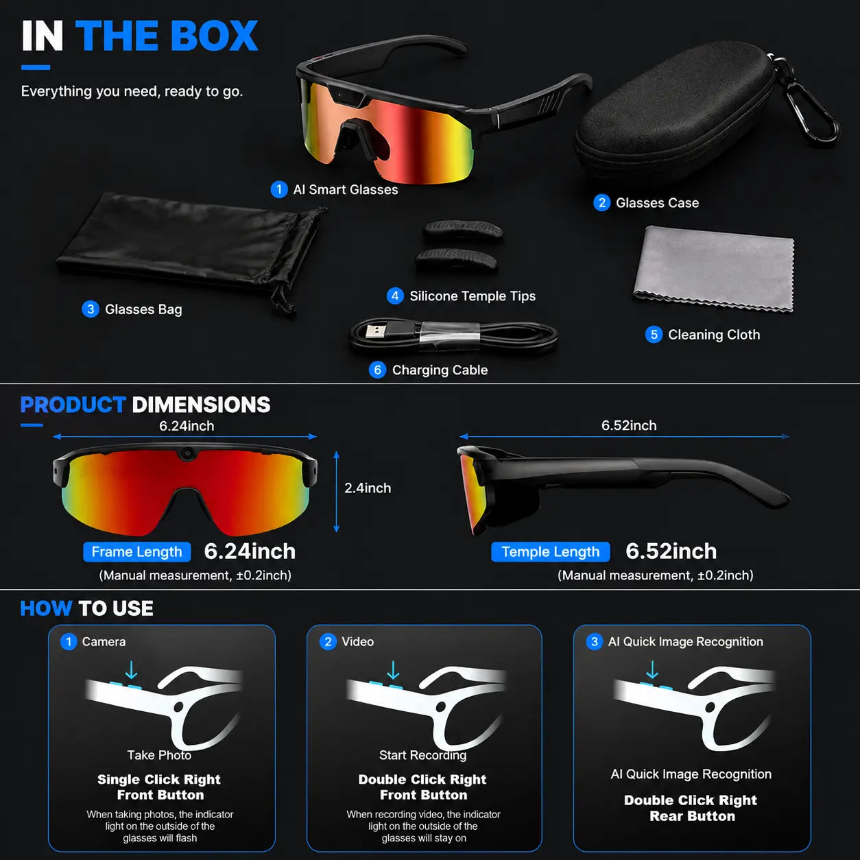 Multifunctional Smart Wearable Camera Glasses - 1200P Ultra Video Recording, 8MP Photochromic Lenses, Bluetooth Audio, 160+ Language Translation, UV Protection, Voice Assistant Glasses for Hiking & Outdoor Sports, Father'S Day Gift