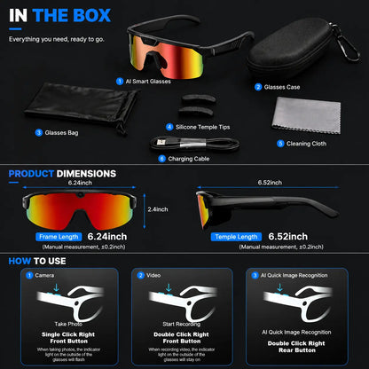 Multifunctional Smart Wearable Camera Glasses - 1200P Ultra Video Recording, 8MP Photochromic Lenses, Bluetooth Audio, 160+ Language Translation, UV Protection, Voice Assistant Glasses for Hiking & Outdoor Sports, Father'S Day Gift