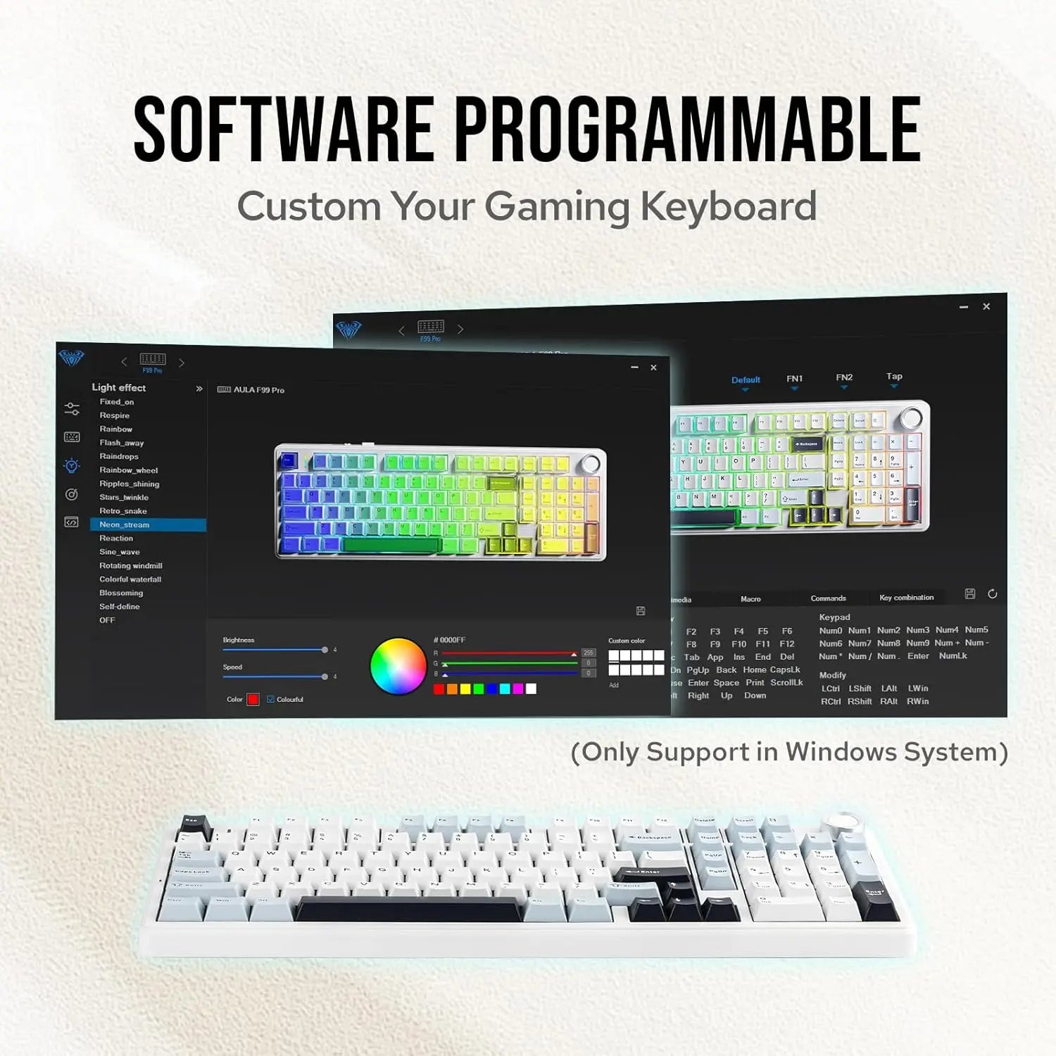 【Deals】Official Aula X Leobog F99PRO Mechanical Gaming Keyboard with Knob,Tri-Mode Bt5.0/Usb-C/2.4Ghz Hot Swappable Custom Keyboard,Windows& Android&Mac