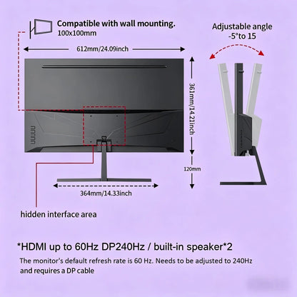Gawfolk 27 Inch 240Hz Curved Monitor, FHD 1080P Gaming Monitor, Built-In Speakers, Freesync, MPRT 1Ms, 100% Srgb, 3000:1, 1800R,, HDMI 2.0&DP 1.4, VESA 100Mm *100Mm