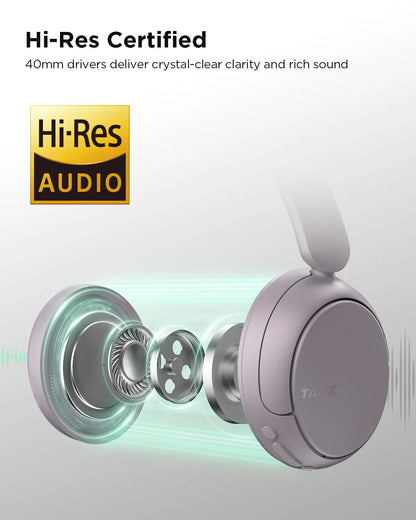 TALIX H30 Hybrid Active Noise Cancelling Headphones, Wireless Over-Ear Bluetooth Headphones, 110H Playtime, Hi-Res Audio, Bass Boost, Clear Calls, Comfortable Fit, Bluetooth 6.0 Headset