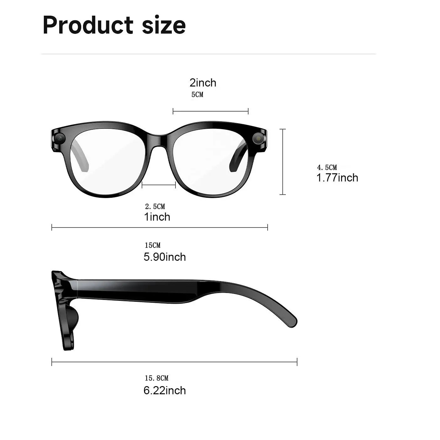 AI Glasses for Men & Women, Smart Glasses with Camera , 2MP Anti-Shake Video Recording, 39G Lightweight ,290Mah Battery ,Support AI Translation, Voice Assistant, Bluetooth Calling ,Music Control ,Easy-To-Use Wearable