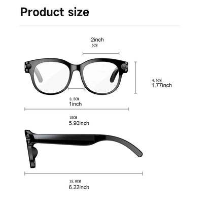 AI Glasses for Men & Women, Smart Glasses with Camera , 2MP Anti-Shake Video Recording, 39G Lightweight ,290Mah Battery ,Support AI Translation, Voice Assistant, Bluetooth Calling ,Music Control ,Easy-To-Use Wearable
