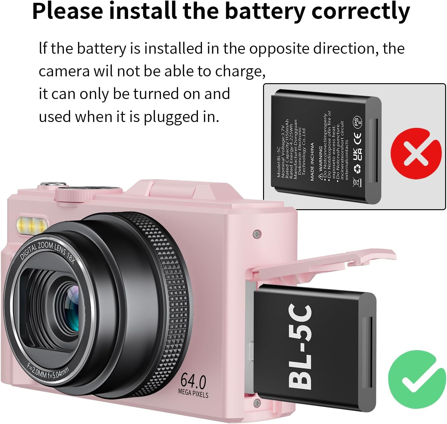 4K Digital Camera for Photography, 64MP Vlogging Camera for Youtube with 3" 180° Flip Screen, 18X Digital Zoom Point and Shoot Camara with 32GB Micro SD Card for Beginner (LP)