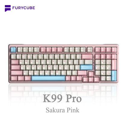 FURYCUBE K99 Pro Mechanical Keyboard Wireless with Num Pad Full Size Wired/Bluetooth/2.4G Gasket Structure Keyboard Creamy Sound for Laptop Computer RGB Backlit,3/5 Pin Hot Swappable Customize Keyboard E-Sports, Office, PBT Keycaps, Mothersdaygift Tiktoks