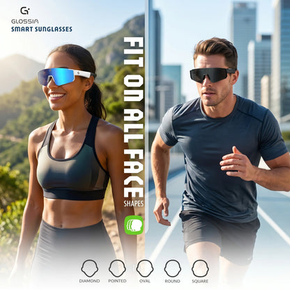 Smart Sports Glasses with 8MP Camera, 2K Photo/1200P Videorecording Wearable Glasses, IP54 Waterproof Multifunctionalwireless Audio Bluetooth Glasses with Headphone, Outdoorsports Polarized Sunglasses with Al Voice Assistant, Uvprotection Eyeglass