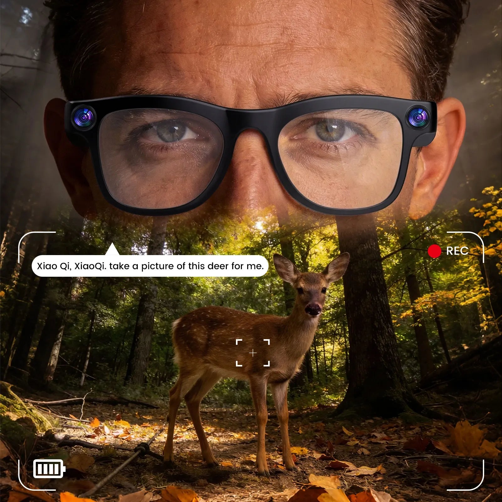 AI Smart Glasses with 200W Pixels, Equipped with a Camera and Video Glasses