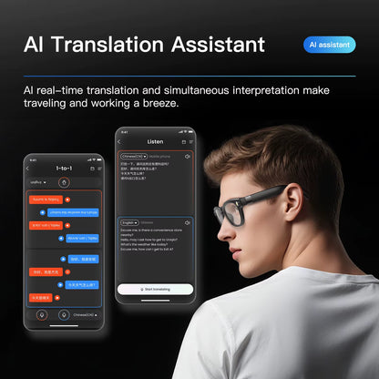 AI Smart Glasses with Bluetooth Calling, AI Voice Translation, Intelligent Photography, Noise Reduction, and Waterproof Features