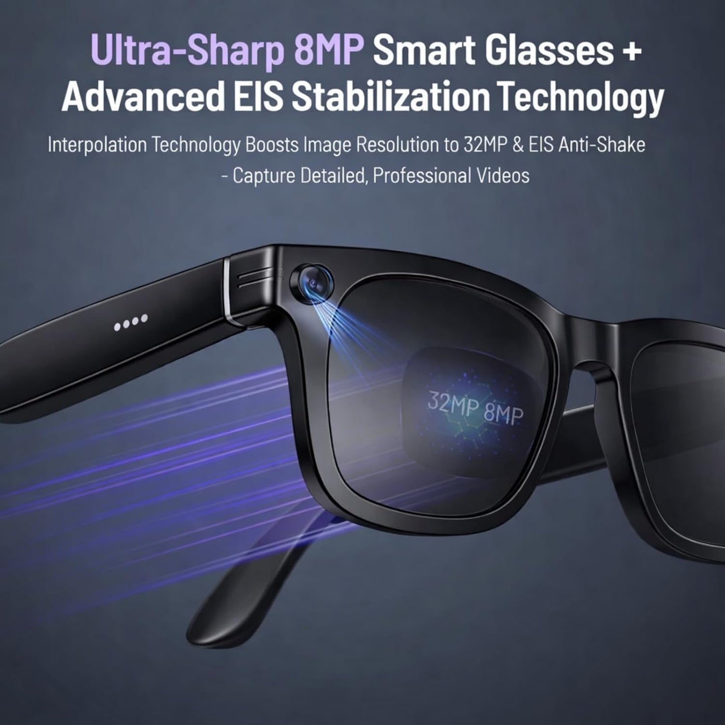 AL Smart Glasses for Men and Women - Bluetooth Enabled, Camera Equipped, Real-Time Translation with Speakers, 8MP HD Recording, Open-Ear Smart Sunglasses for Travel, Work, and Driving