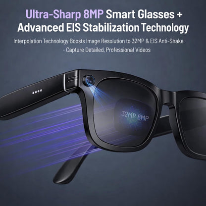 AL Smart Glasses for Men and Women - Bluetooth Enabled, Camera Equipped, Real-Time Translation with Speakers, 8MP HD Recording, Open-Ear Smart Sunglasses for Travel, Work, and Driving
