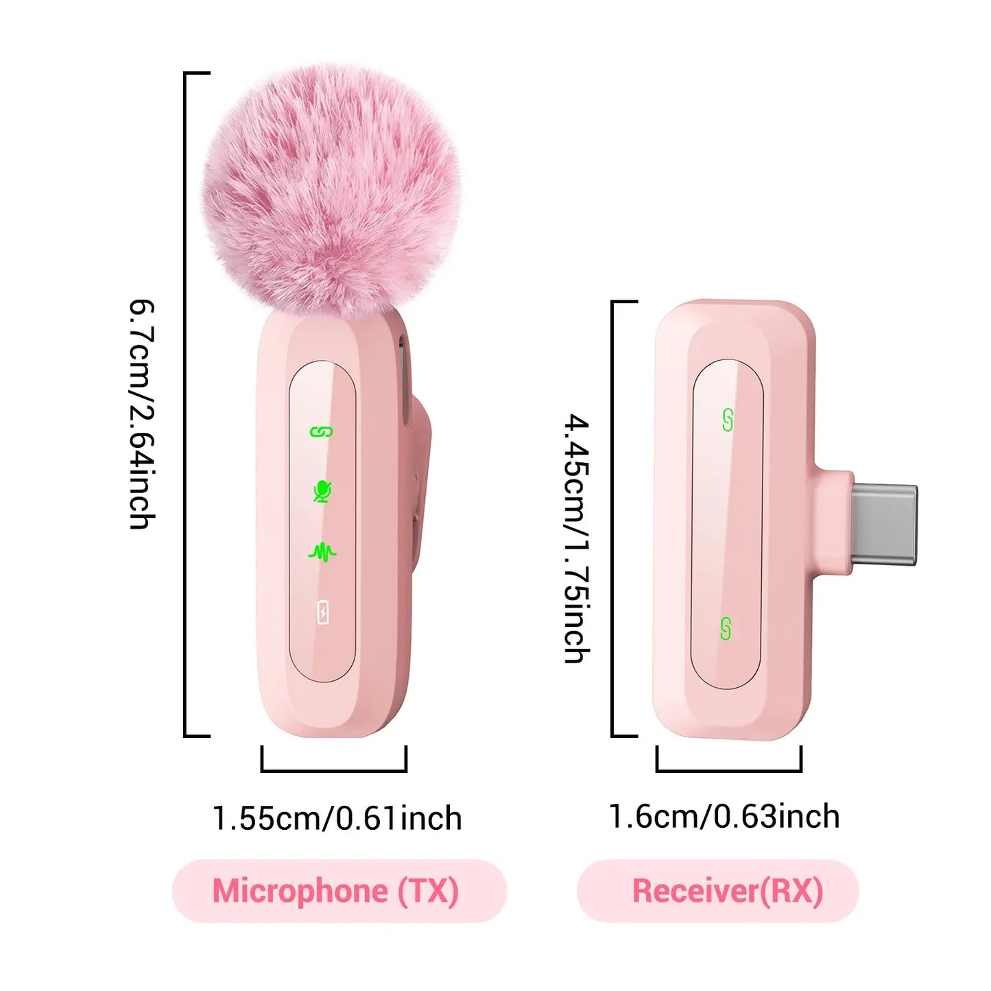 Professional Wireless Lavalier Microphone for Iphone Android Phone, Cordless Lapel Mic for Video Recording Podcast Vlog, Portable Rechargeable Mic