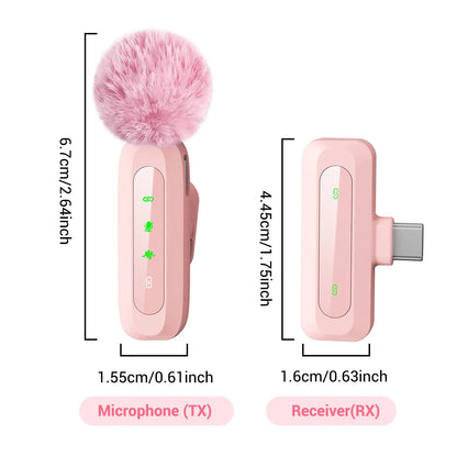 Professional Wireless Lavalier Microphone for Iphone Android Phone, Cordless Lapel Mic for Video Recording Podcast Vlog, Portable Rechargeable Mic
