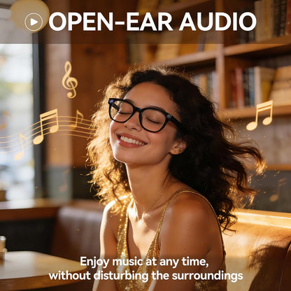 AI Smart Glasses with 8MP HD Camera, Voice Assistant, Open-Ear Audio, Real-Time Translation, and Video Recording Capabilities for Professional and Everyday Use (Black)