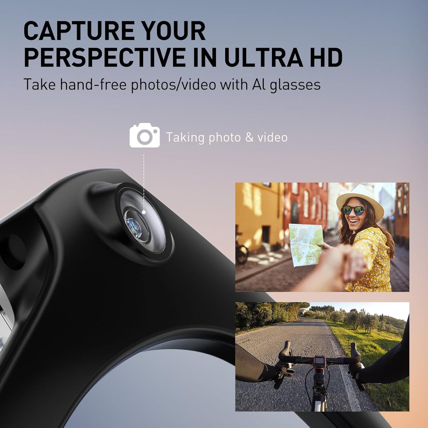 AI Smart Glasses with 2K Camera, 12MP Video Recording, Real-Time Translation, AI Voice Assistant, and Interchangeable Photochromic, Purple, and Blue Lenses