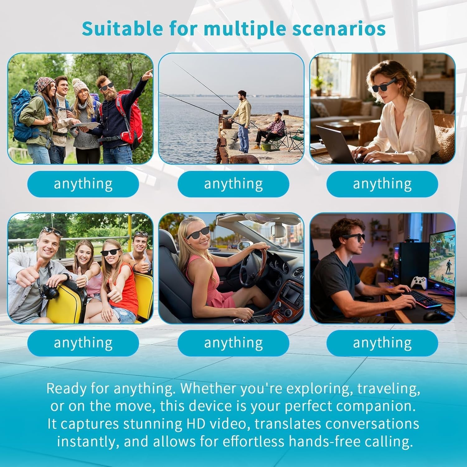 AI Smart Glasses with 8MP HD Camera, Voice Assistant, Open-Ear Audio, Real-Time Translation, and Video Recording for Travel and Everyday Use