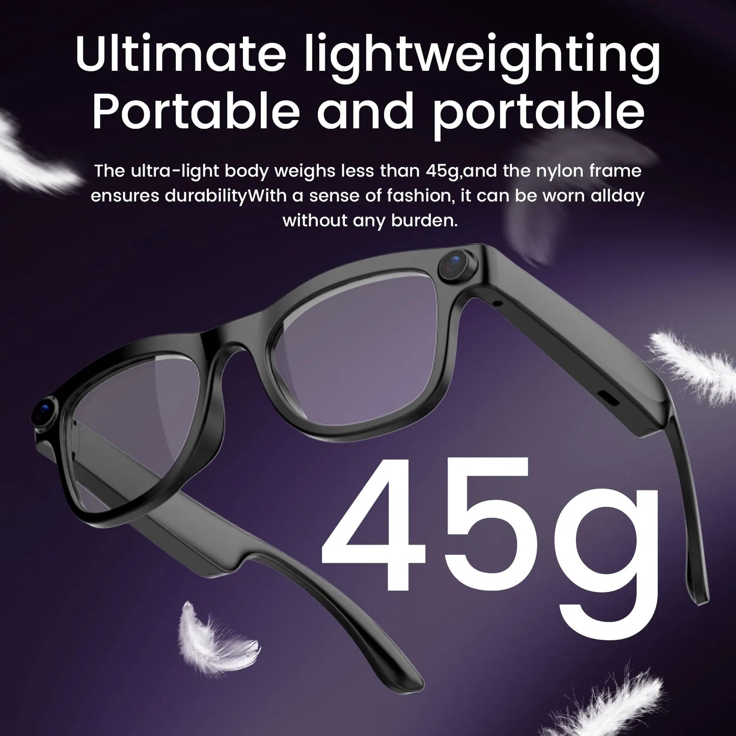 AI Smart Glasses with 200W Pixels, Equipped with a Camera and Video Glasses