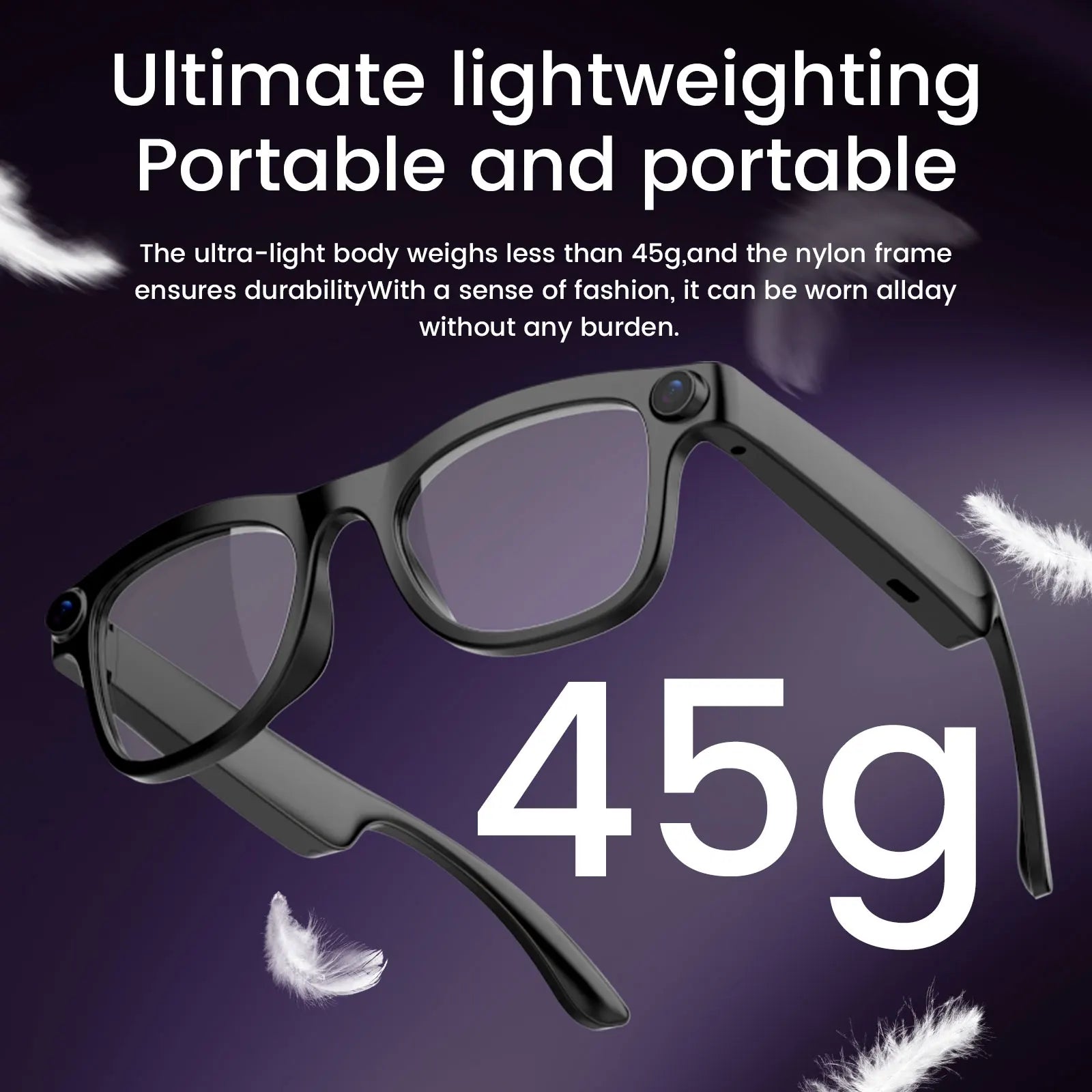 AI Smart Glasses with 200W Pixels, Equipped with a Camera and Video Glasses
