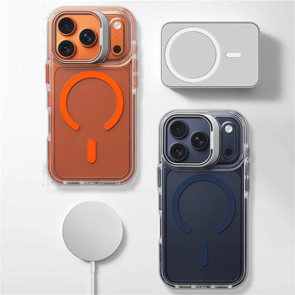 【 Iphone17 Case 】Ice Crystal anti Fall Lens Bracket Magnetic Phone Case Iphone17 Pro Max 16 15 for Iphone Case Silicone Soft Shell TPU Shockproof
