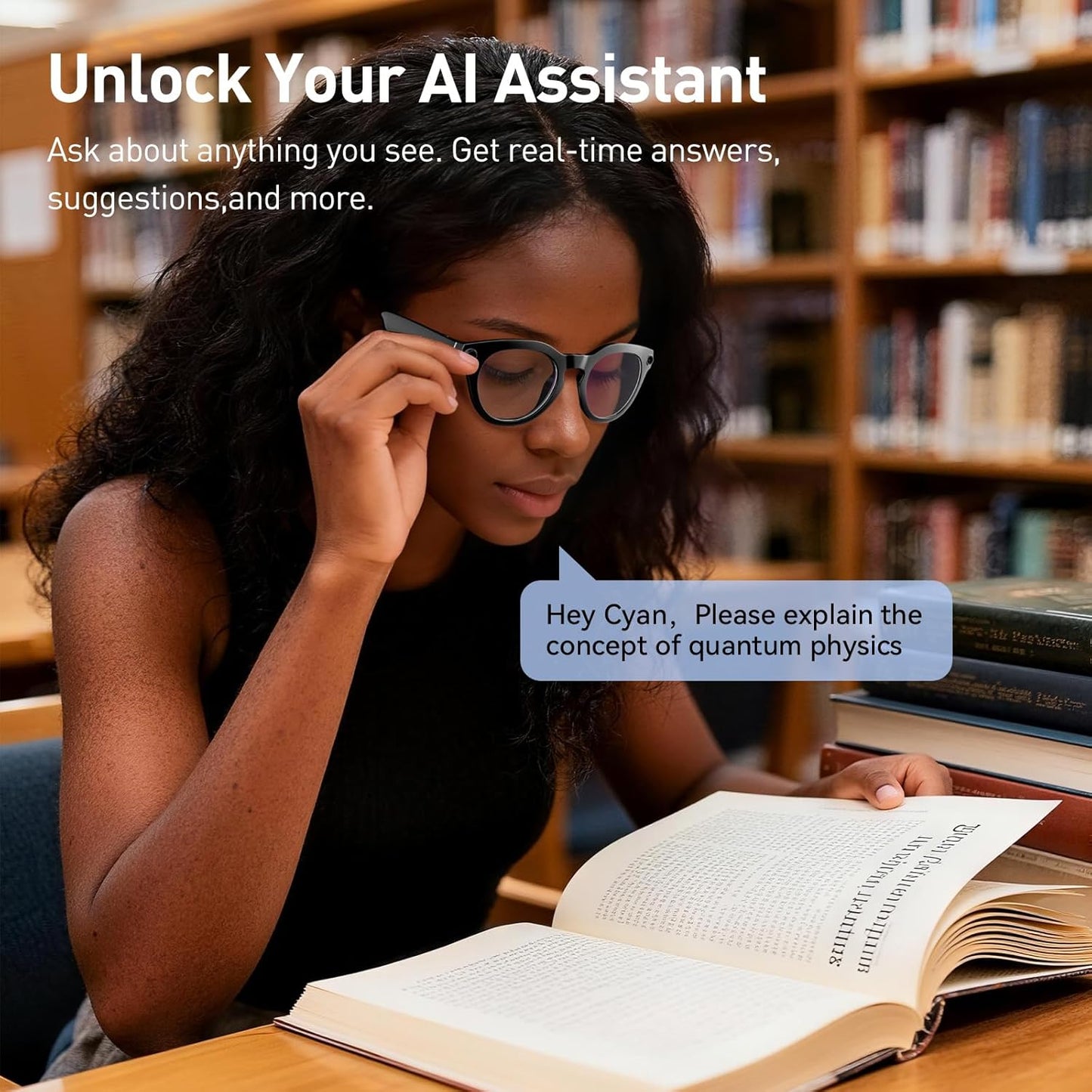AI Smart Glasses with 2K Camera, 12MP Video Recording, Real-Time Translation, AI Voice Assistant, and Interchangeable Photochromic, Purple, and Blue Lenses