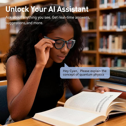 AI Smart Glasses with 2K Camera, 12MP Video Recording, Real-Time Translation, AI Voice Assistant, and Interchangeable Photochromic, Purple, and Blue Lenses