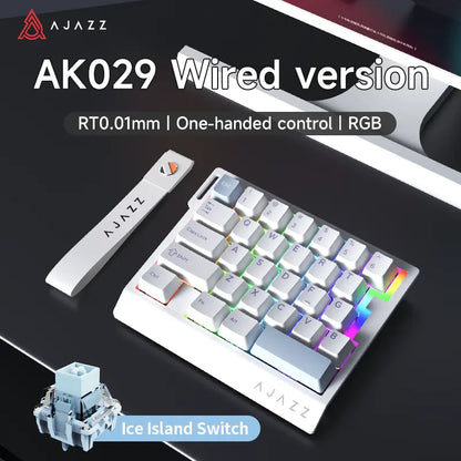 AJAZZ AK029 Single-Handed Wired Magnetic Gaming Keyboard 8K Hz, RGB, 0.01Mm RT Precision，29 Keys, for FPS Gaming Colorful RGB Backlight Web Driver Support Gaming Keyboard