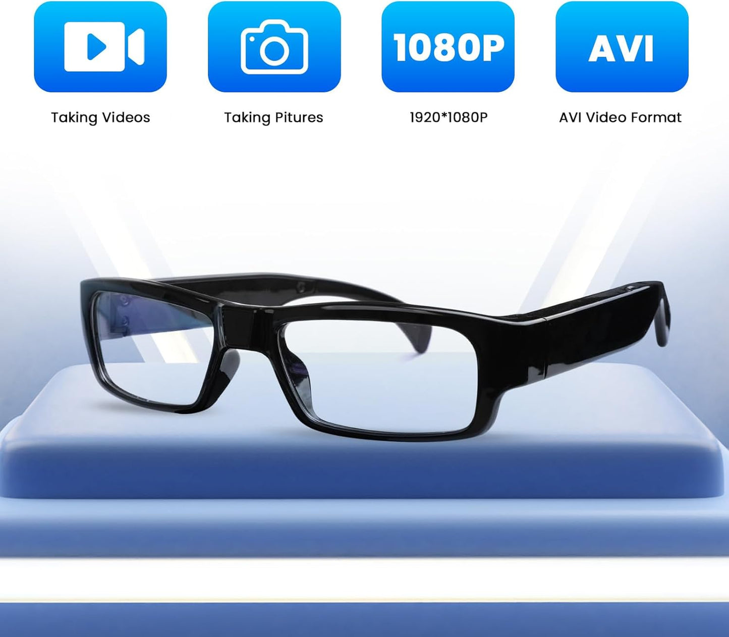 Camera Glasses Video Glasses HD with 64GB Memory Card Recording Glasses Smart Glasses Wearable Eyeglasses for Outdoor Sports