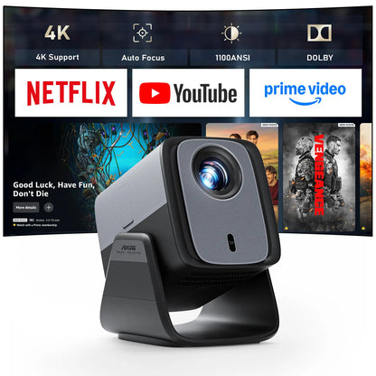 Auking 1100 ANSI Lumen Portable Projector – Auto Focus & Keystone, Dolby Audio, Wifi 6, Bluetooth 5.0, 50% Zoom, Stream Netflix/Youtube, 2-Year Warranty + 1V1 Support