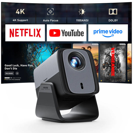 Auking 1100 ANSI Lumen Portable Projector – Auto Focus & Keystone, Dolby Audio, Wifi 6, Bluetooth 5.0, 50% Zoom, Stream Netflix/Youtube, 2-Year Warranty + 1V1 Support