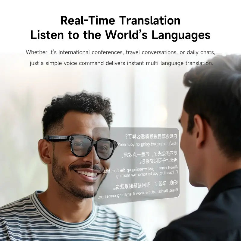 AI Glasses for Men & Women, Smart Glasses with Camera , 2MP Anti-Shake Video Recording, 39G Lightweight ,290Mah Battery ,Support AI Translation, Voice Assistant, Bluetooth Calling ,Music Control ,Easy-To-Use Wearable