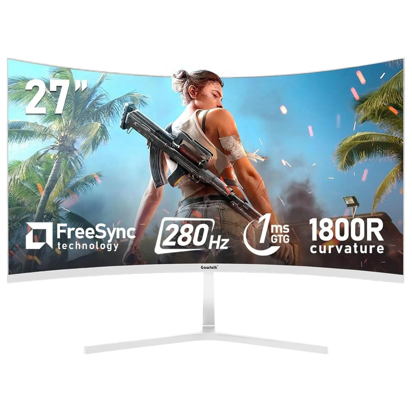 Gawfolk 27 Inch 240Hz Curved Monitor, FHD 1080P Gaming Monitor, Built-In Speakers, Freesync, MPRT 1Ms, 100% Srgb, 3000:1, 1800R,, HDMI 2.0&DP 1.4, VESA 100Mm *100Mm