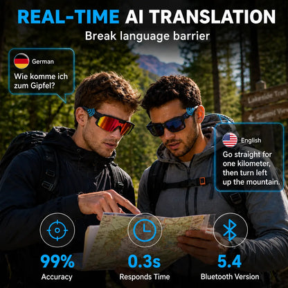 Multifunctional Smart Wearable Camera Glasses - 1200P Ultra Video Recording, 8MP Photochromic Lenses, Bluetooth Audio, 160+ Language Translation, UV Protection, Voice Assistant Glasses for Hiking & Outdoor Sports, Father'S Day Gift