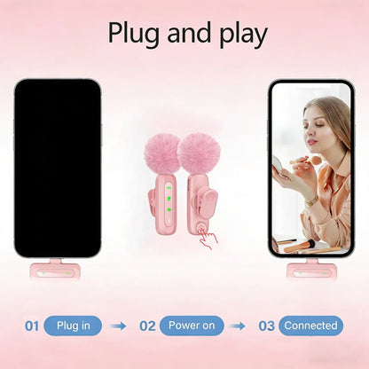 Professional Wireless Lavalier Microphone for Iphone Android Phone, Cordless Lapel Mic for Video Recording Podcast Vlog, Portable Rechargeable Mic