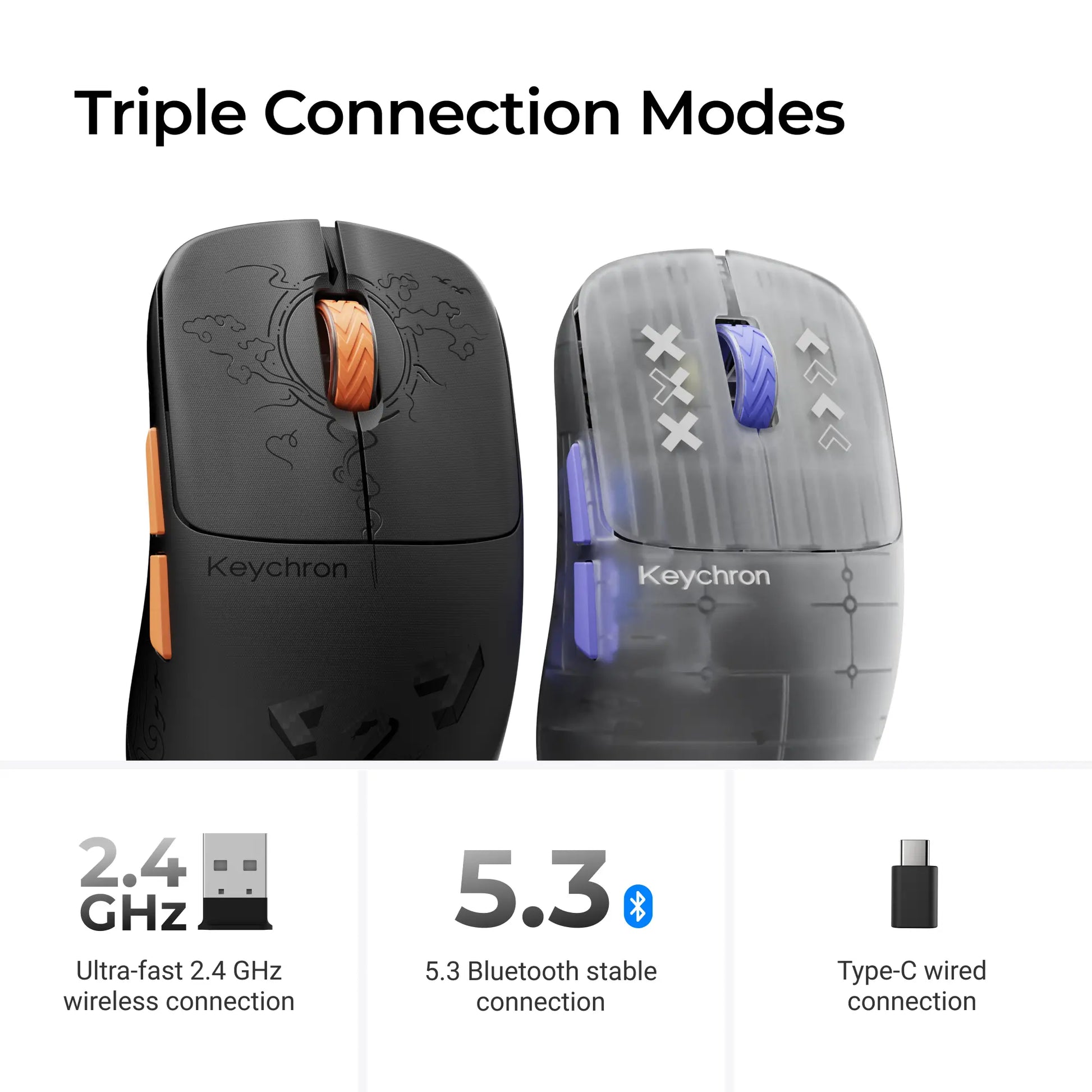 「New」Keychron G3 Wireless 8K Mouse ️ Carbon Fiber & Semi-Transparent Editions | 42G Super Light | Flagship 3395 Sensor | 8000Hz Polling Rate | High Profile Ergonomic Gaming Mouse | Pro-Grade Wireless Desktop Upgrade