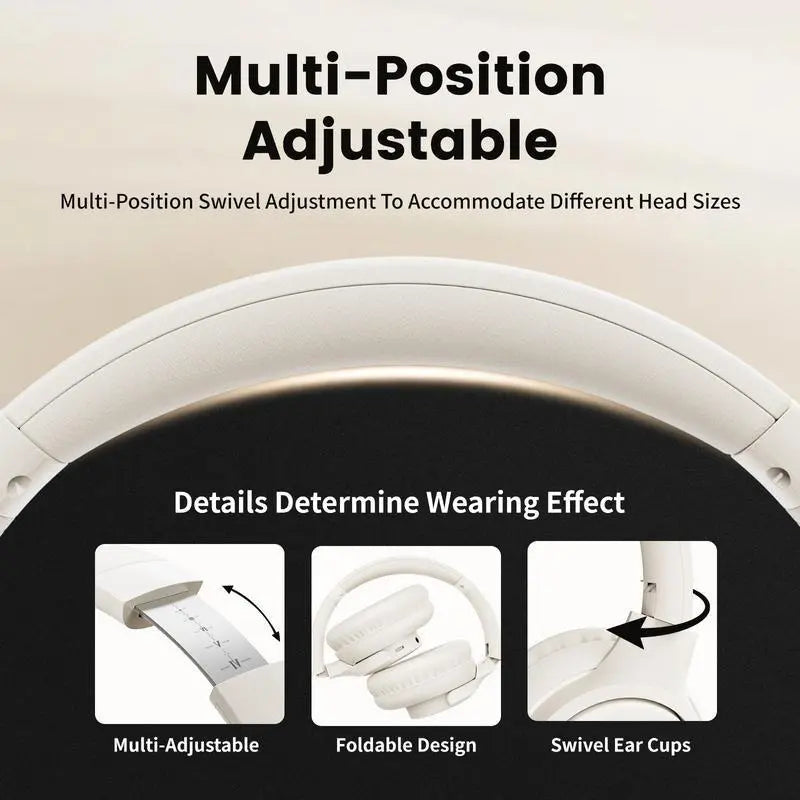 MOKATA Electronic Wireless Bluetooth Headphones, Over-Ear, Deep Bass, Hi-Fi Stereo, 65 Hours Playback Time, Foldable and Lightweight with Microphone, Black, Wireless Audio Headphones