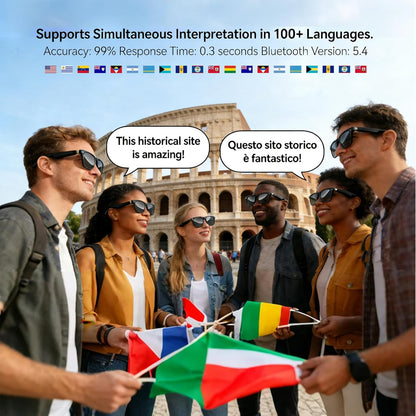 AI-Enhanced Smart Glasses with 12MP Camera, Bluetooth Calling, 4K HD Video Recording, Real-Time Translation, AI Voice Assistant, Object Recognition, and Polarized Lenses