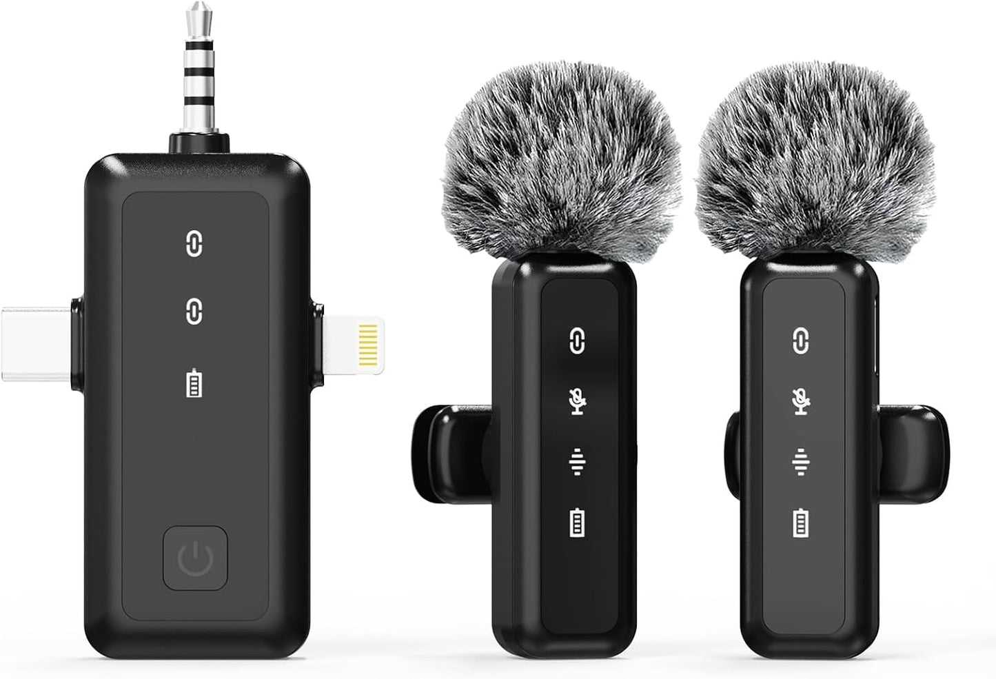 3-in-1 Wireless Lavalier Microphone for iPhone, iPad, Android, and Camera Devices with LED Display, USB-C Connectivity for Video Recording, Vlogging, TikTok, and Interviews