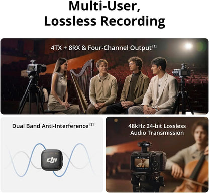 DJI Mic 3 (1 TX + 1 RX), Wireless Lavalier Mic for Iphone/Camera/Android, Ultralight, Extended Operating Time & Fast Charging, 1312Ft (400M) Transmission, Noise Cancelling, Vlog, Streaming