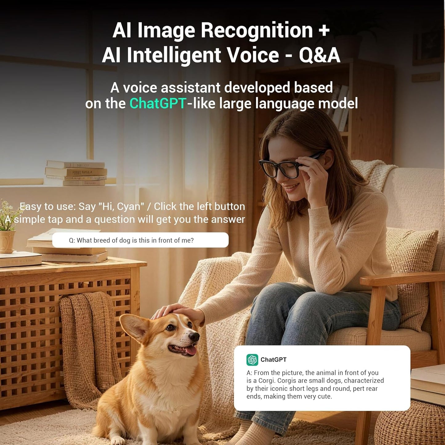 AI-Enhanced Smart Glasses with 12MP Camera, Bluetooth Calling, 4K HD Video Recording, Real-Time Translation, AI Voice Assistant, Object Recognition, and Polarized Lenses