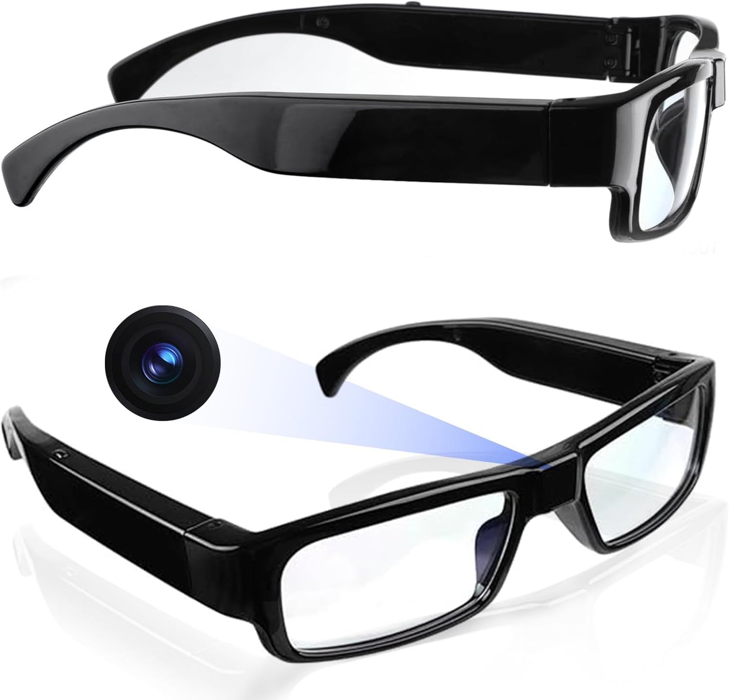 Camera Glasses Video Glasses HD with 64GB Memory Card Recording Glasses Smart Glasses Wearable Eyeglasses for Outdoor Sports