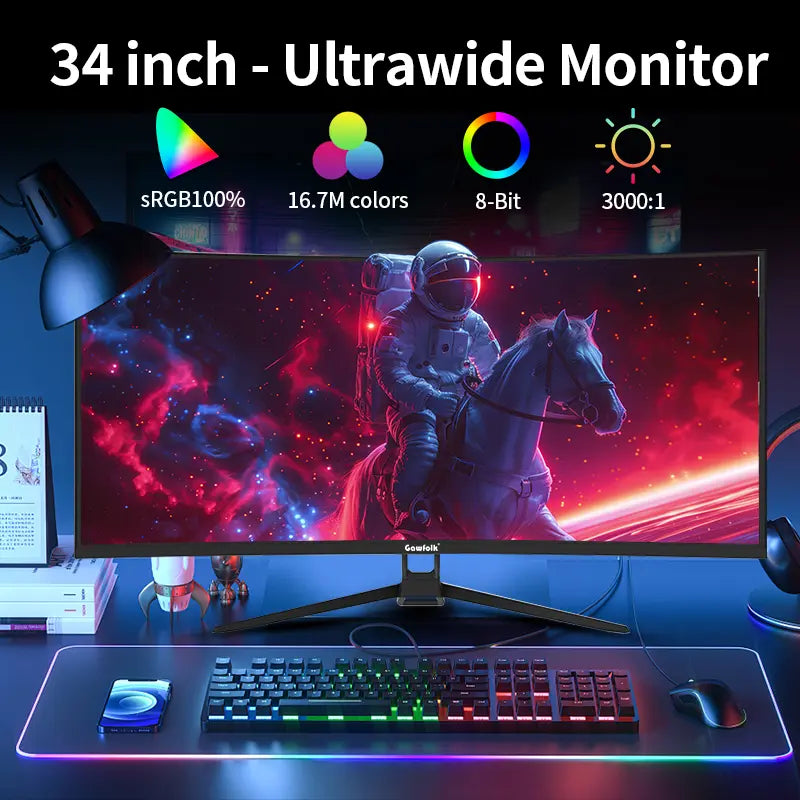 34-Inch Ultra-Wide Gaming Monitor | 21:9 IPS Screen Display | 120Hz Refresh Rate | Freesync & G-Sync Compatible | HDMI & DP Ports, Wall-Mounted 75 * 75Mm
