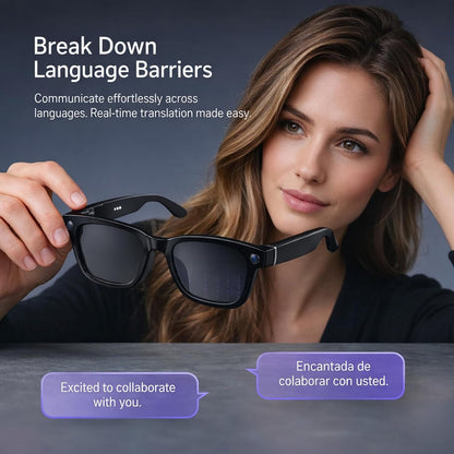 AL Smart Glasses for Men and Women - Bluetooth Enabled, Camera Equipped, Real-Time Translation with Speakers, 8MP HD Recording, Open-Ear Smart Sunglasses for Travel, Work, and Driving