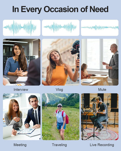 3-in-1 Wireless Lavalier Microphone for iPhone, iPad, Android, and Camera Devices with LED Display, USB-C Connectivity for Video Recording, Vlogging, TikTok, and Interviews