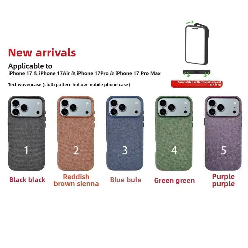 Suitable for Iphone 17 Pro Max Textured Phone Case, Iphone 17 Air Magnetic Case, AI Button Hollow Design 17 Pro