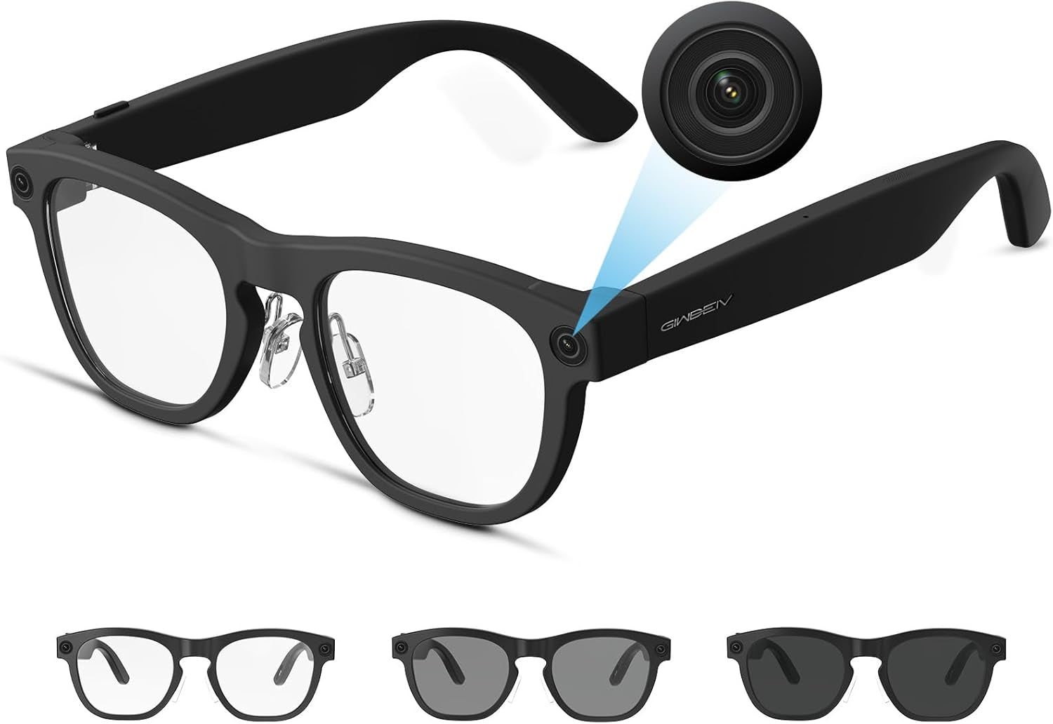 AI-Powered Smart Glasses with 8MP HD Camera, 1080P Video Recording, Voice Assistant, AI Object Recognition and Translation, Photochromic Lenses, and Bluetooth Connectivity for Travel, Work, and Vlogging
