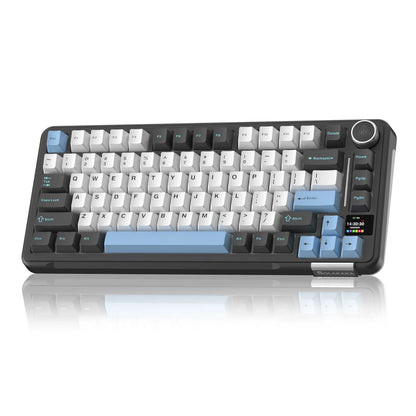 Solakaka A75 Pro Wireless Mechanical Keyboard, Tri-Mode 2.4G/BT5.0/USB-C, RGB Backlit Gaming Keyboard with Screen & Knob, Hot Swappable, Creamy Custom Keyboard for PC Mac Linux Milk Coffee Brown Color Home Office Desk Accessory