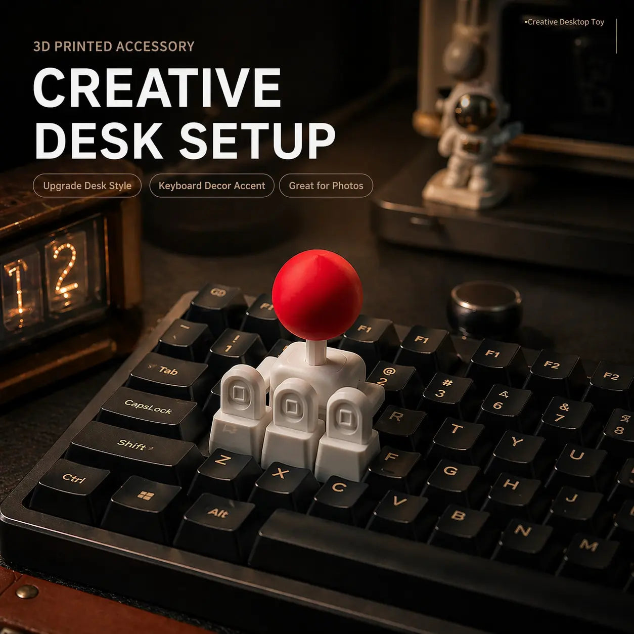 3D Printed Joystick Keycap for Mechanical Keyboard, Creative Stress Relief Desk Decor