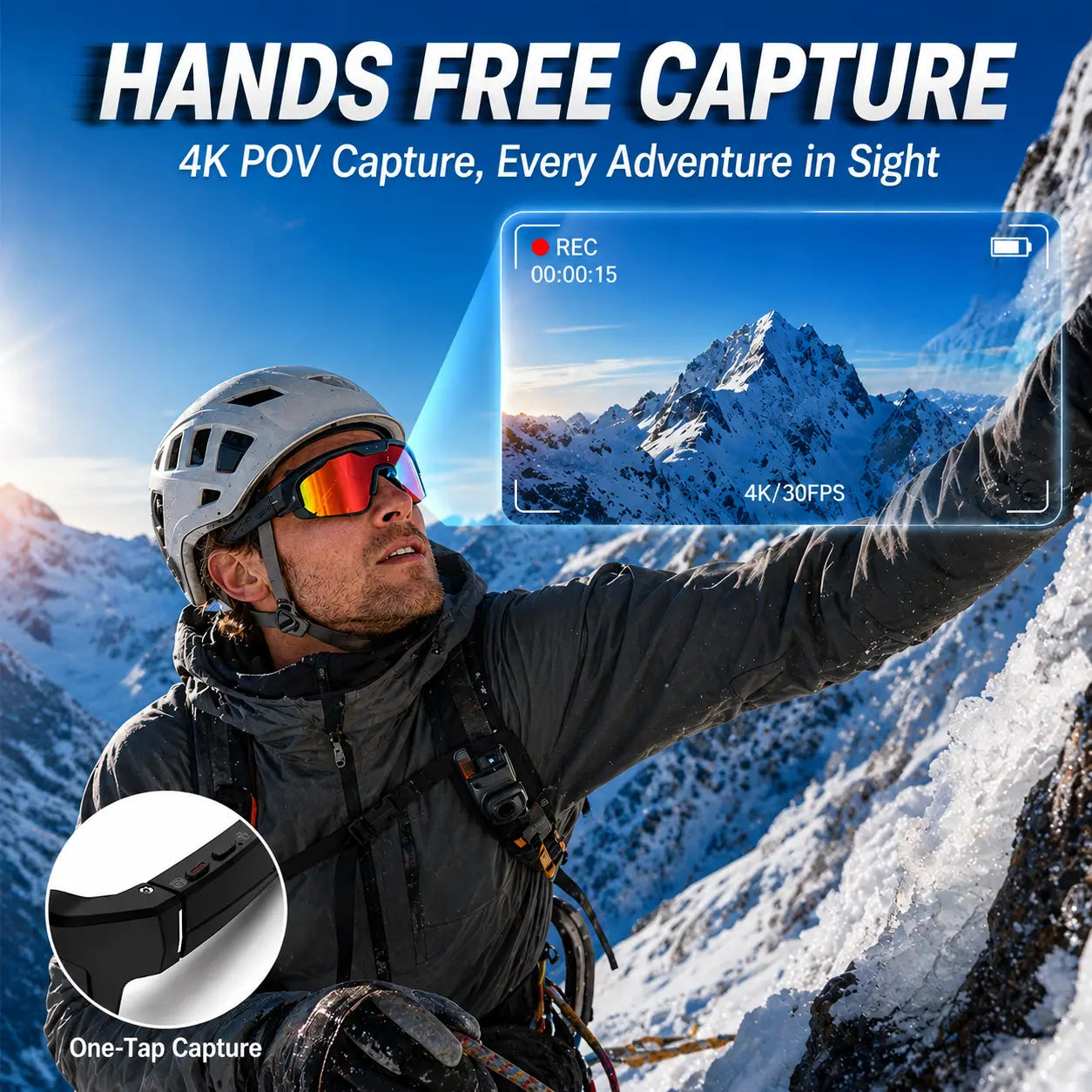 Multifunctional Smart Wearable Camera Glasses - 1200P Ultra Video Recording, 8MP Photochromic Lenses, Bluetooth Audio, 160+ Language Translation, UV Protection, Voice Assistant Glasses for Hiking & Outdoor Sports, Father'S Day Gift
