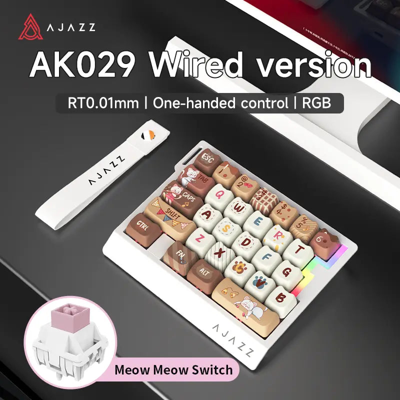 AJAZZ AK029 Single-Handed Wired Magnetic Gaming Keyboard 8K Hz, RGB, 0.01Mm RT Precision，29 Keys, for FPS Gaming Colorful RGB Backlight Web Driver Support Gaming Keyboard