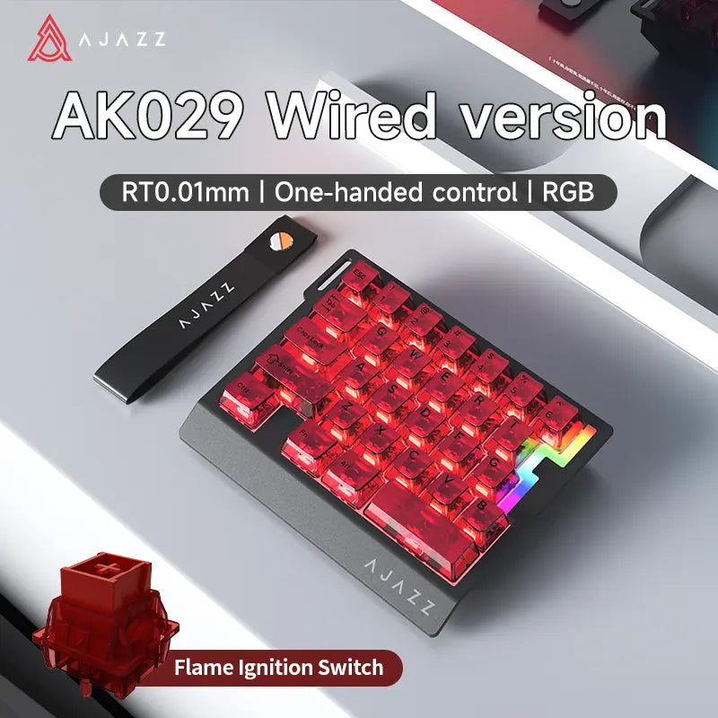 AJAZZ AK029 Single-Handed Wired Magnetic Gaming Keyboard 8K Hz, RGB, 0.01Mm RT Precision，29 Keys, for FPS Gaming Colorful RGB Backlight Web Driver Support Gaming Keyboard