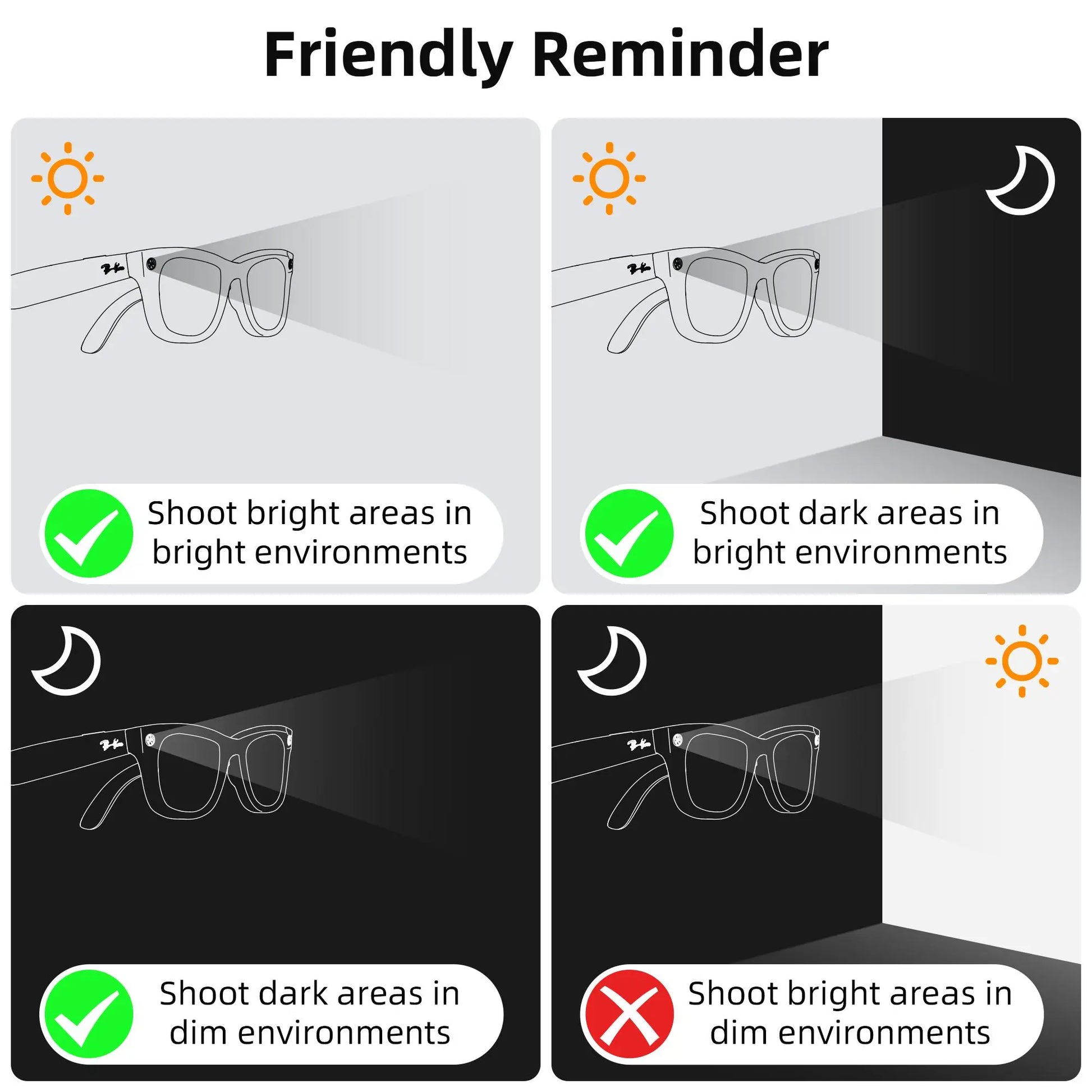 Summervibes HIBLOKS Low-Tack LED Light Blocking Stickers (12 Pieces) for Meta Glasses, Sunglasses Accessories, Blackout Design
